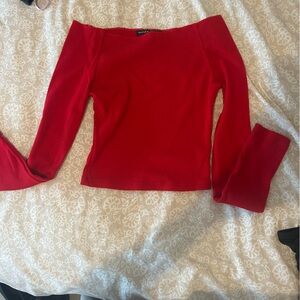 Brandy Red Long Sleeve Off the Shoulder